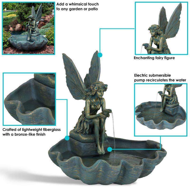 Sunnydaze 30"H Electric Fiberglass Fairy Shell Outdoor Water Fountain