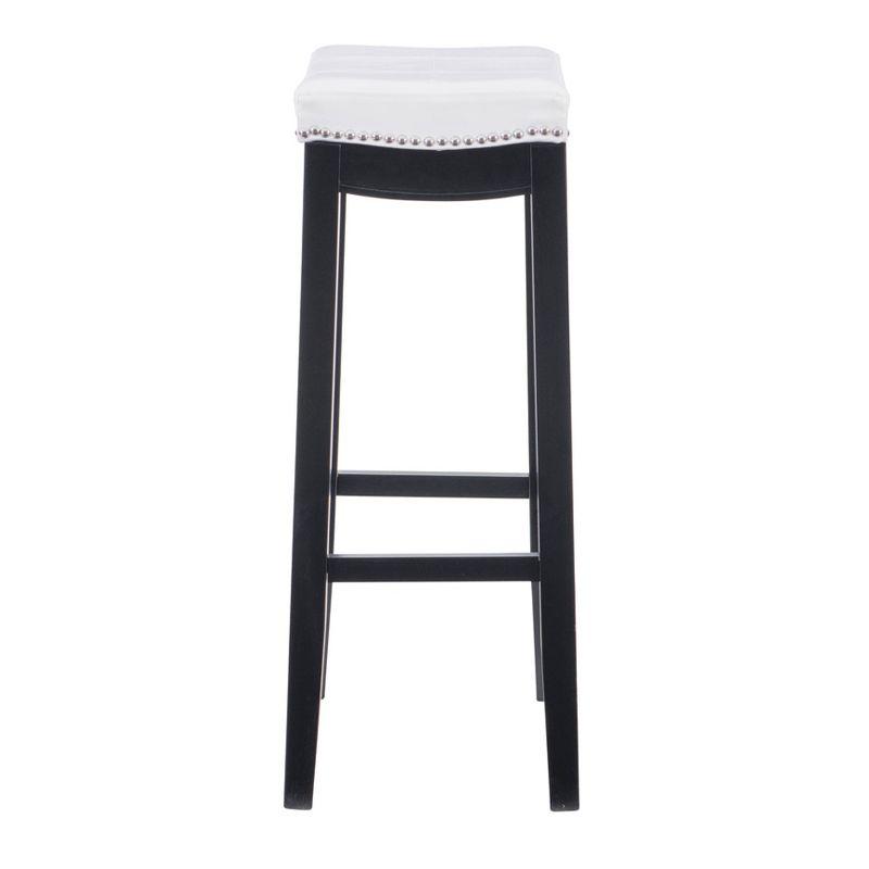 Claridge Backless Faux Leather Nailhead Saddle Barstool White/Black - Linon