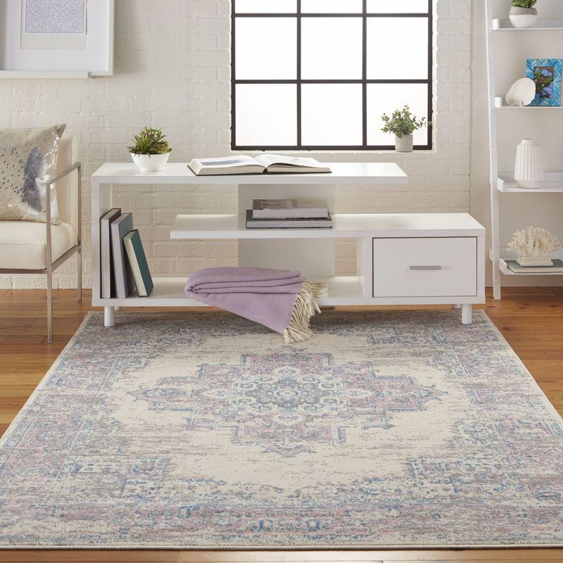 Nourison Grafix GRF14 Ivory/Pink Area Rug 3'9" x 5'9"