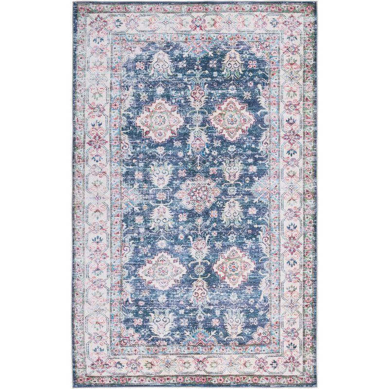 Tucson Vintage Persian TSN196 Power Loomed Machine Washable Skid-Resistant Indoor Area Rug - Navy/Beige - 9'x12' - Safavieh