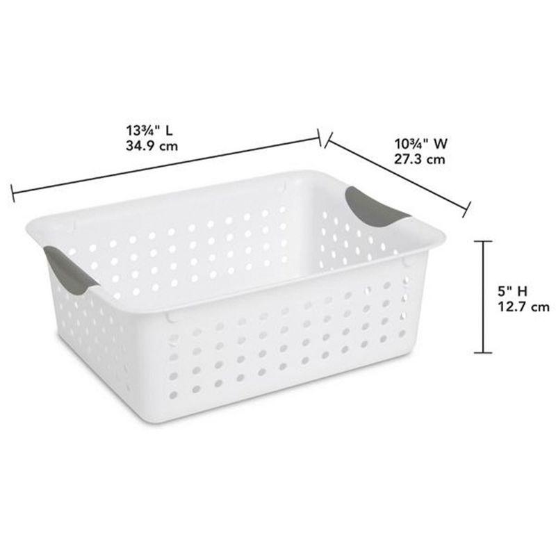 Sterilite Medium Ultra Basket, Storage Bin to Organize Closets, Cabinets, Pantry, Shelving and Countertop Space, White, 6-Pack