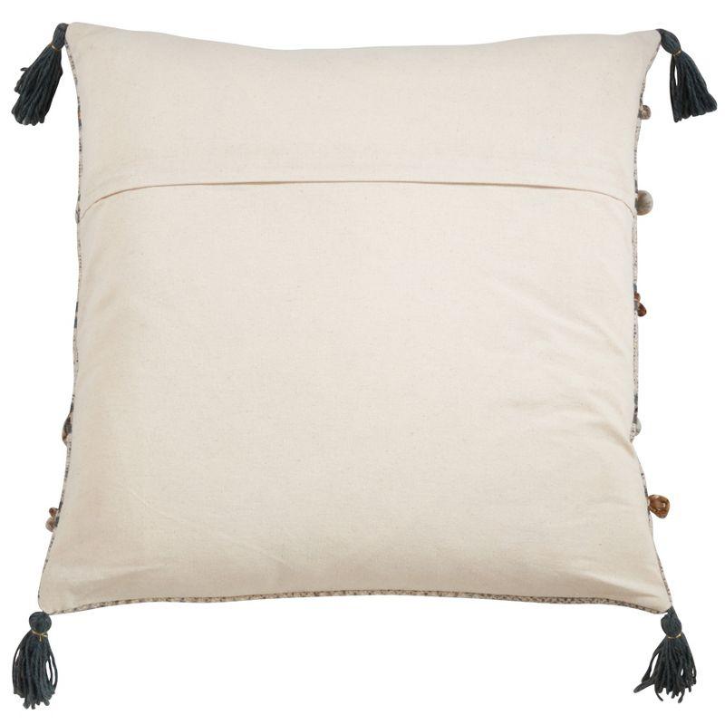 Clay Embroidered Square Pillow with Tassels, 27"