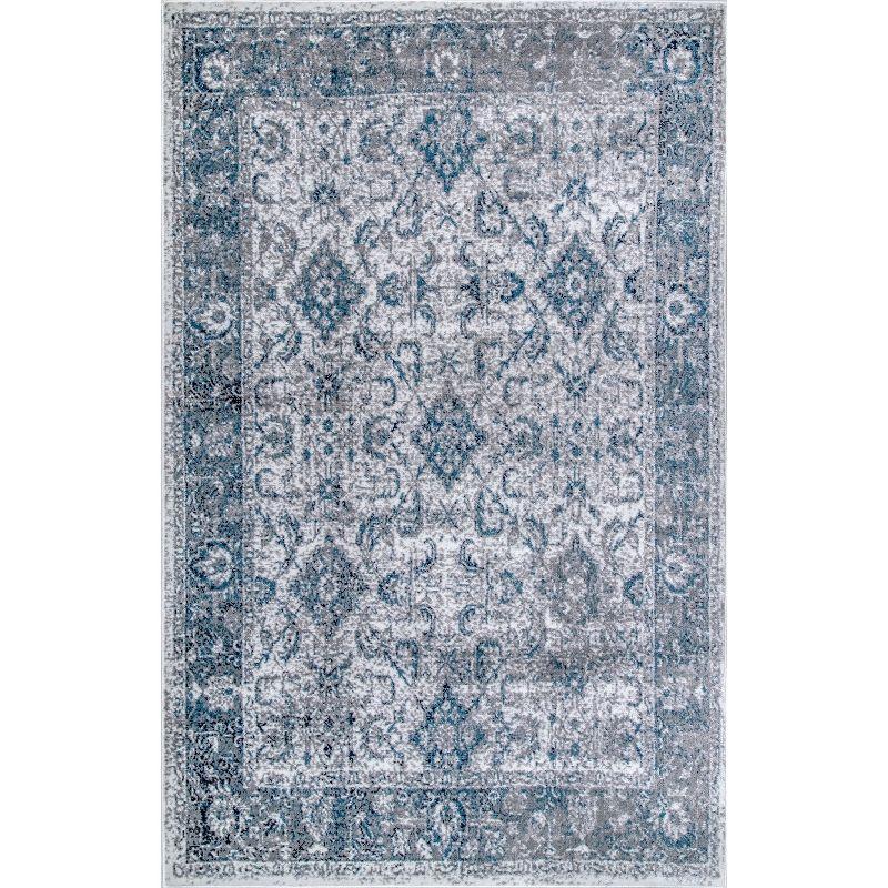 Anaelle Vintage Blue and Gray Synthetic Oriental Area Rug