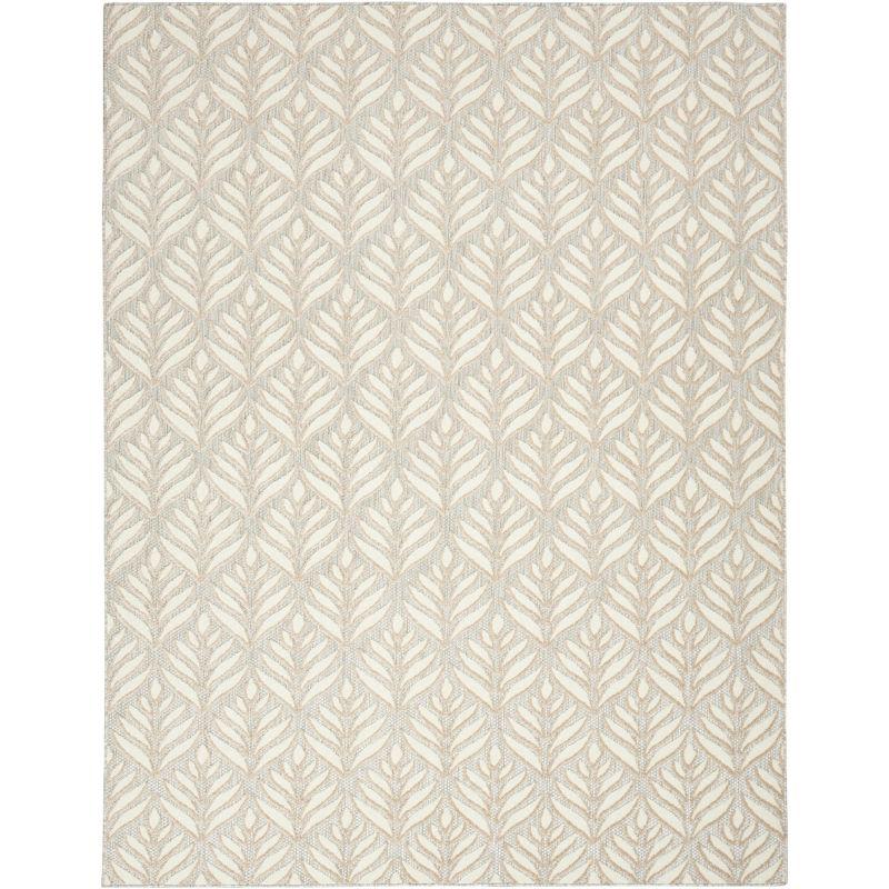 Aloha Tropical Palm 5'3" x 7'5" Ivory Grey Outdoor Rug