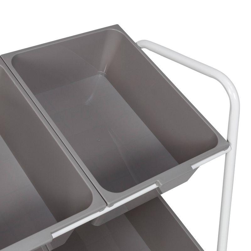 Honey-Can-Do 6 Bin rolling cart: Steel Utility Storage, Fade-Resistant, Ground Freestanding, 34" Height, 24" Depth, Gray