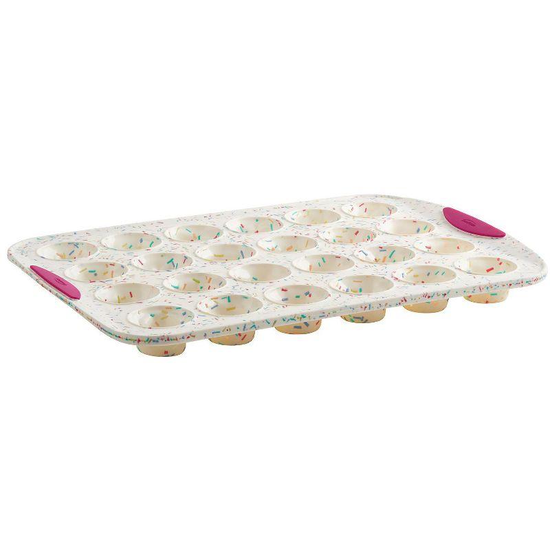 Confetti Silicone 24-Cavity Mini Muffin Pan with Pink Handles