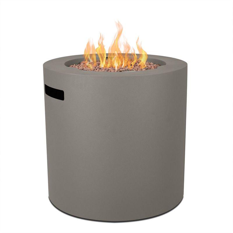 Aegean 24" Round Mist Gray Steel Propane Fire Pit Table