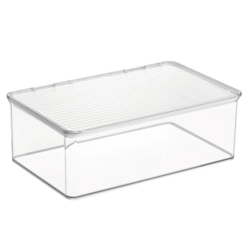 iDesign iDesign Kitchen Binz BPA-Free Plastic Stackable Organizer Box with Lid - 7.2" x 10.7" x 3.7", Clear