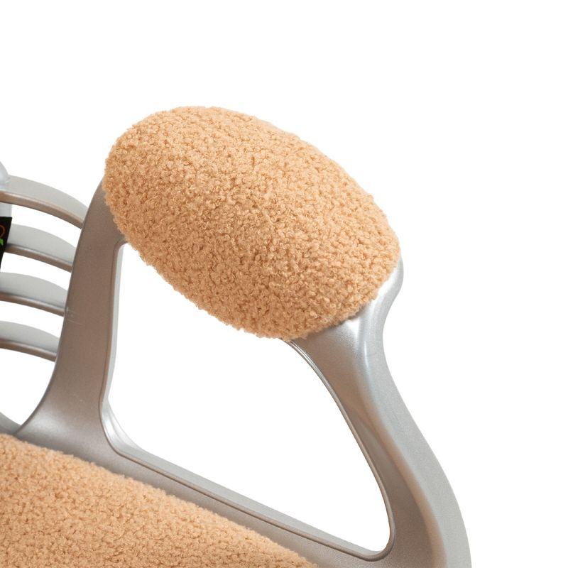 Vinsetto Vanity Teddy Fleece Mid Back Office Chair Swivel Tufted Backrest Task Chair with Armrests, Adjustable Height, Rolling Wheels, Khaki