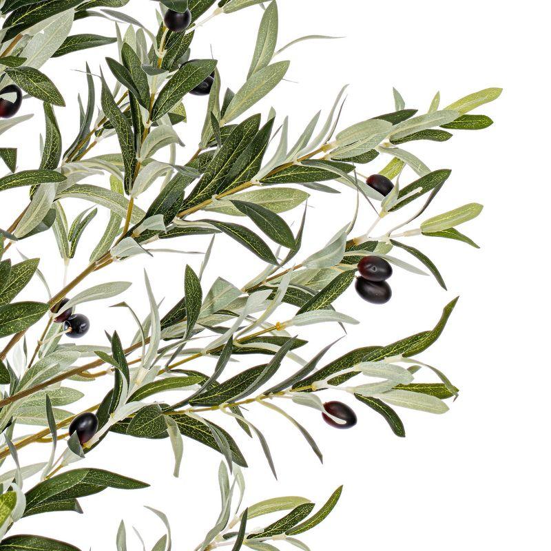Vickerman Artificial Green Olive Tree in Black Planters Pot.