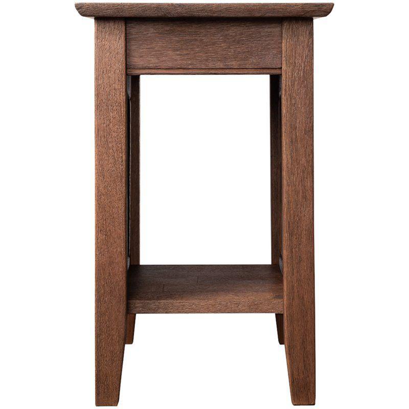 AFI Nantucket Solid Wood Charger End Table in Burnt Amber