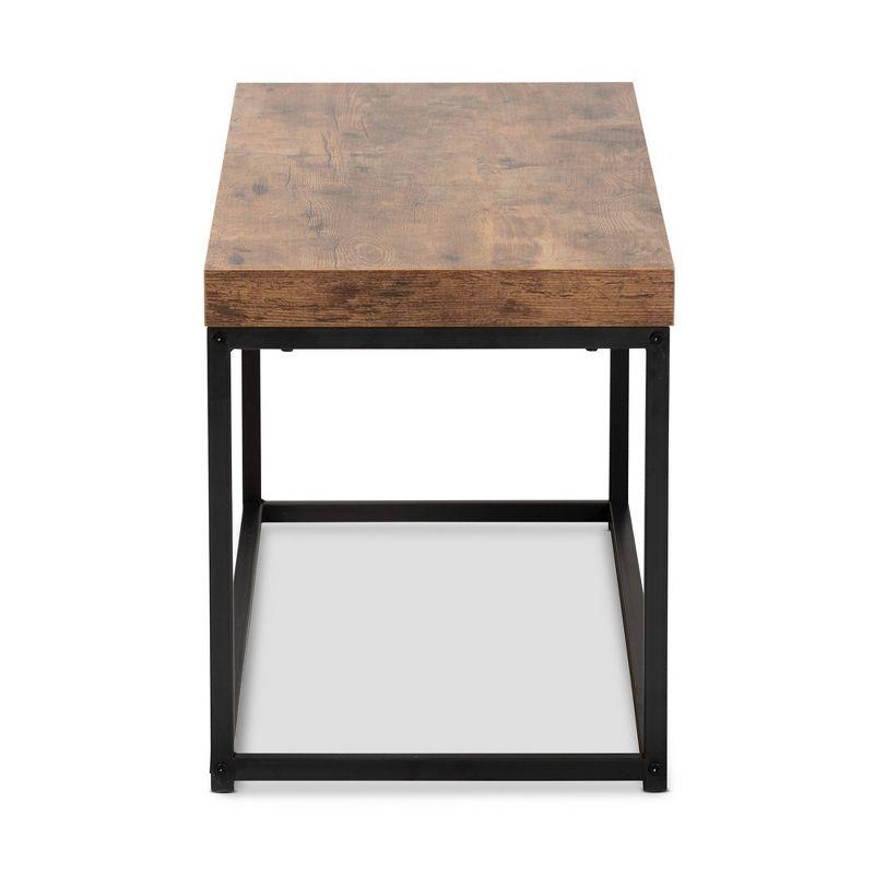 Bardot Walnut Brown and Black Metal Modern Industrial Bench