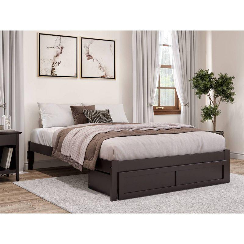 Espresso Queen Bed with Storage Drawer and USB Charger