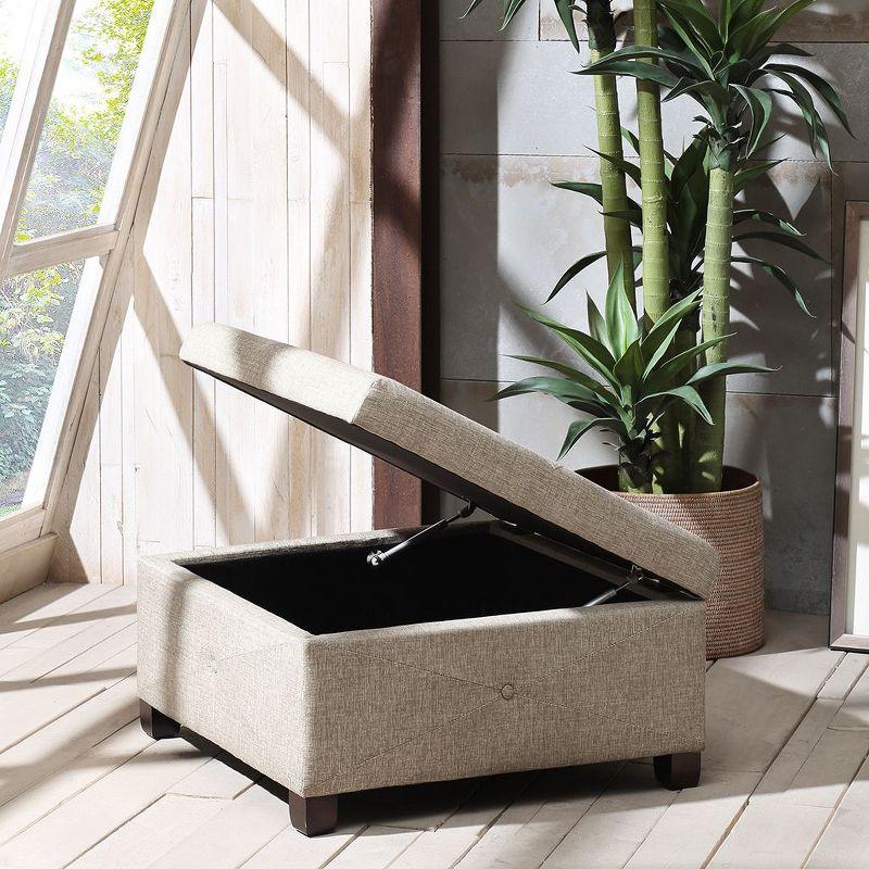 Della Button Tufted Square Storage Ottoman