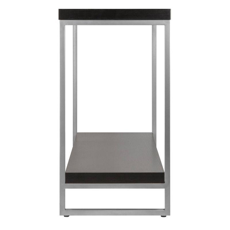 Jared Console Table, Enamel Steel Tube - Dark Espresso - Winsome: Entryway Accent, Bottom Shelf Storage