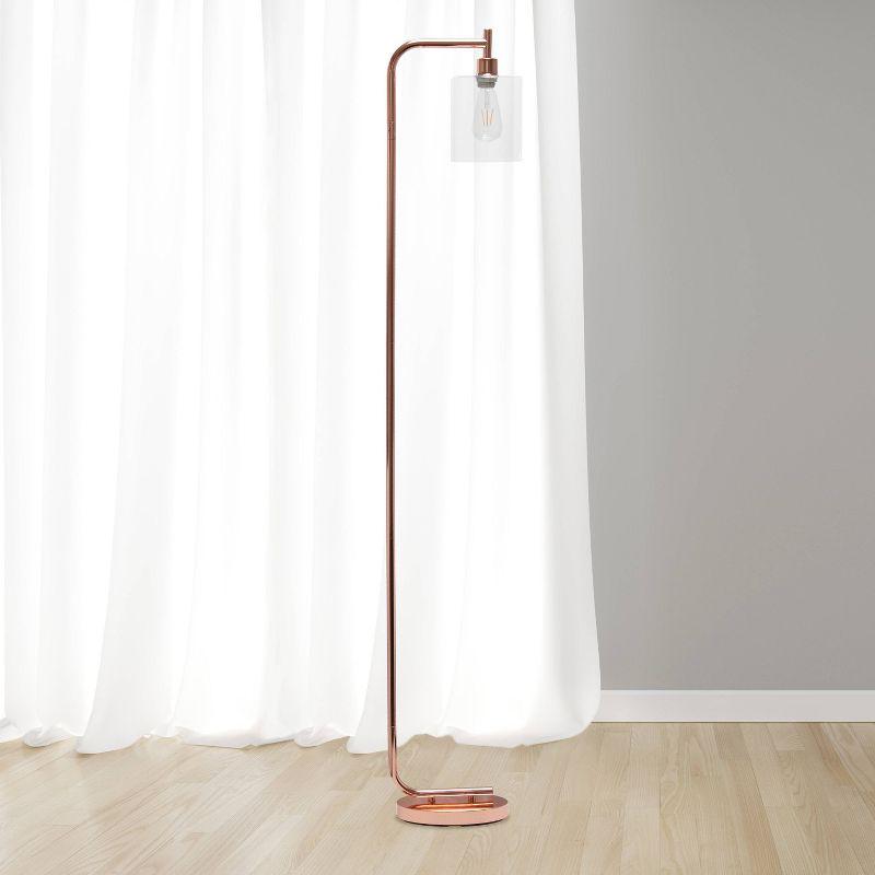 Elegant Rose Gold Arc Floor Lamp with Clear Glass Shade