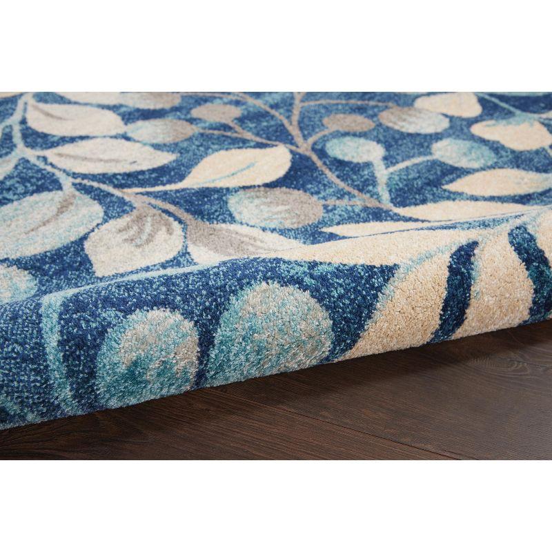 Nourison Tranquil 4' X 6' Navy Area Rug Contemporary Botanical Vine and Bloom by Nourison