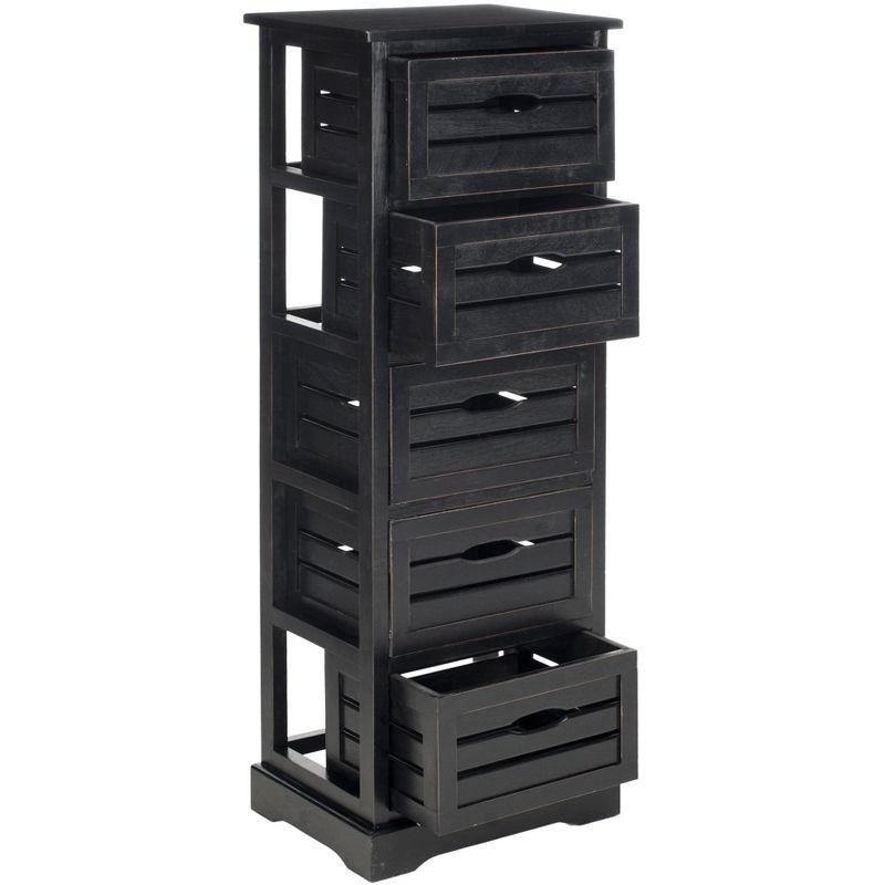 Samara 5 Drawer Cabinet - AMH5714 - Distressed Black - Safavieh Couture