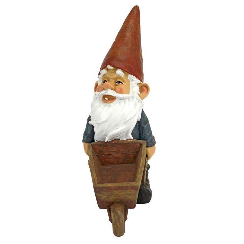 Wheelbarrow Willie Garden Gnome Statue with Red Hat