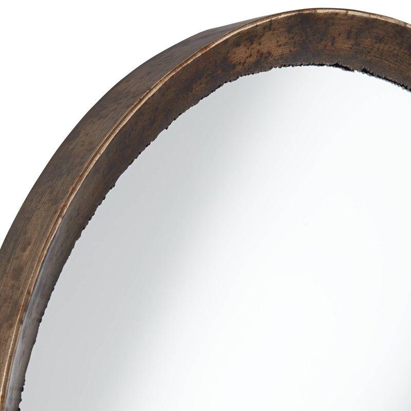 Uttermost Tortin Round Vanity Decorative Wall Mirror Rustic Hammered Jagged Metal Frame 34" Wide for Bathroom Bedroom Living Room Office Home Entryway