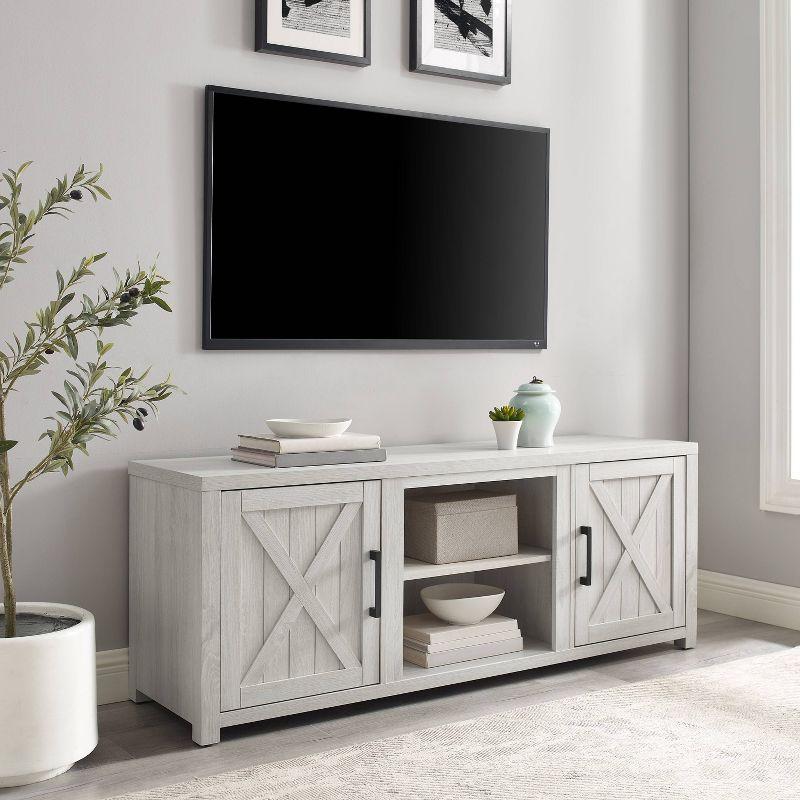 Gordon 64'' Whitewash Low-Profile TV Stand with Modern Farmhouse Design