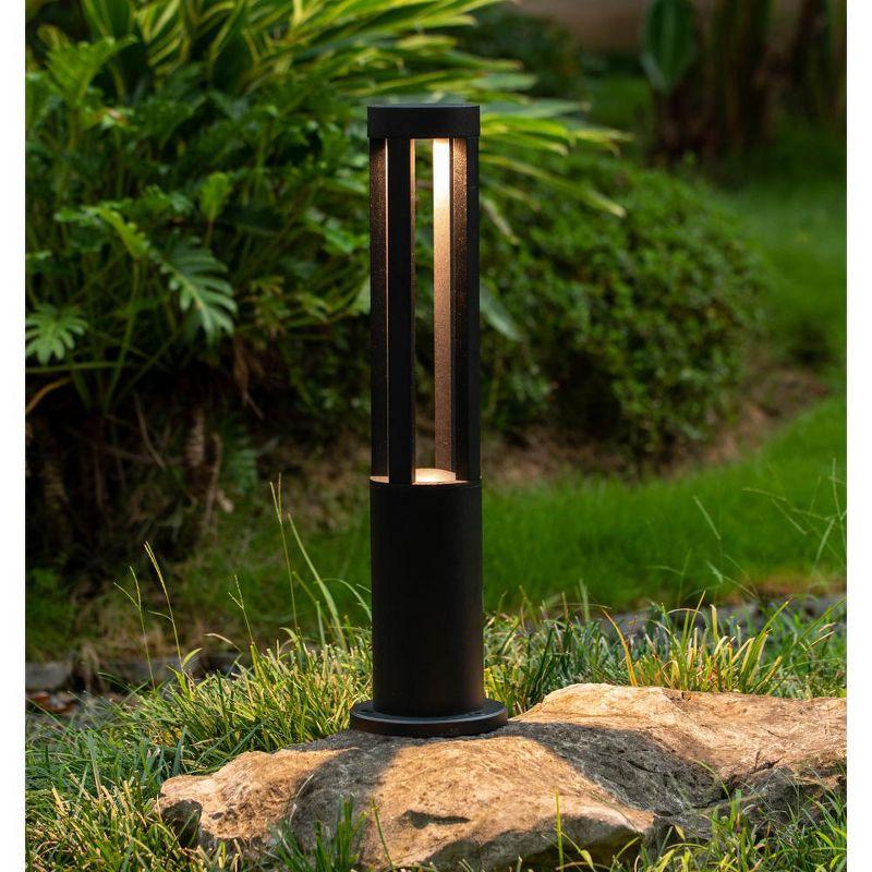 Gardenised Black Integrated LED Metal Bollard Light