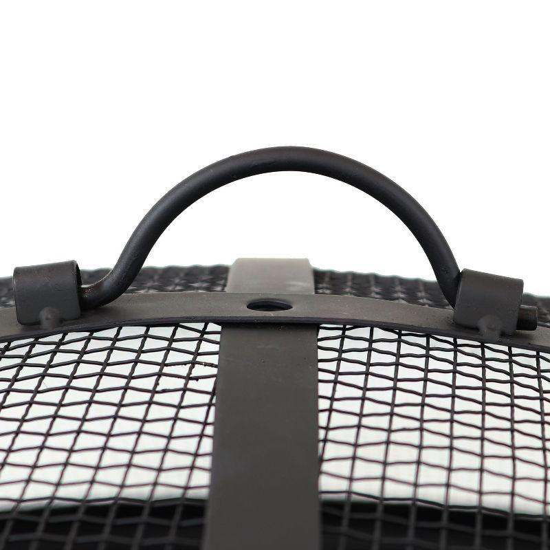 SunnyDaze Decor 30" Wood-Burning Black Finish Steel Fire Pit Bowl with Screen, Grate, and Poker