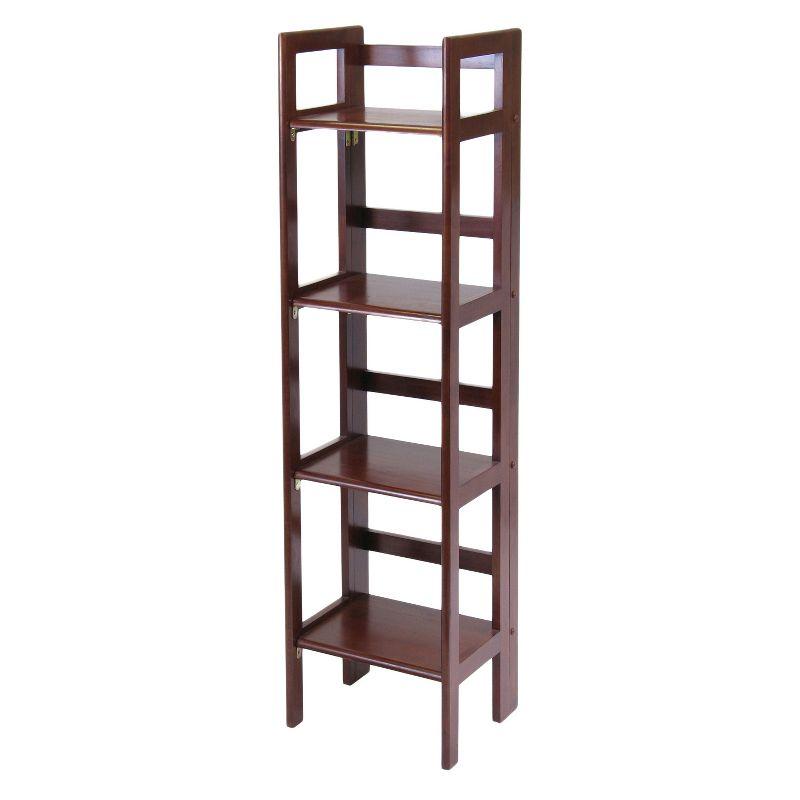51.34" Terry Folding Bookcase Walnut - Winsome: Beech Wood, 4 Shelves, Space Saver