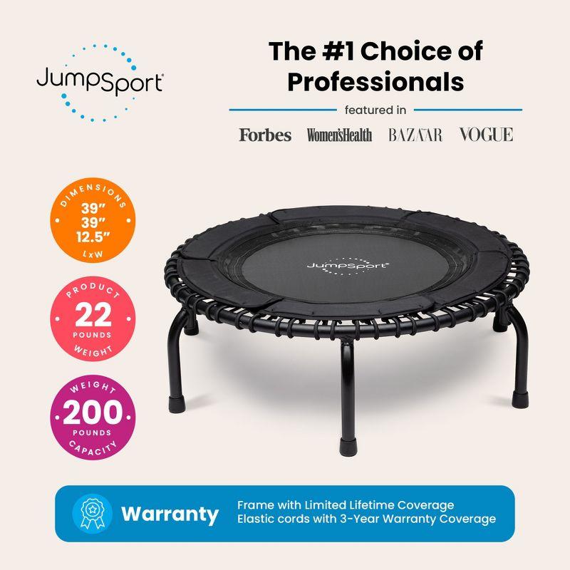JumpSport JumpSport 370 Home Gym 39" Heavy Duty Fitness Trampoline with 4-In-1 DVD, Black