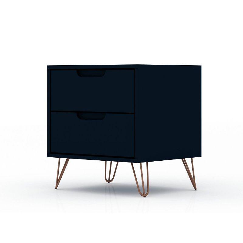 Rockefeller Mid-Century Modern Tatiana Midnight Blue 2-Drawer Nightstand