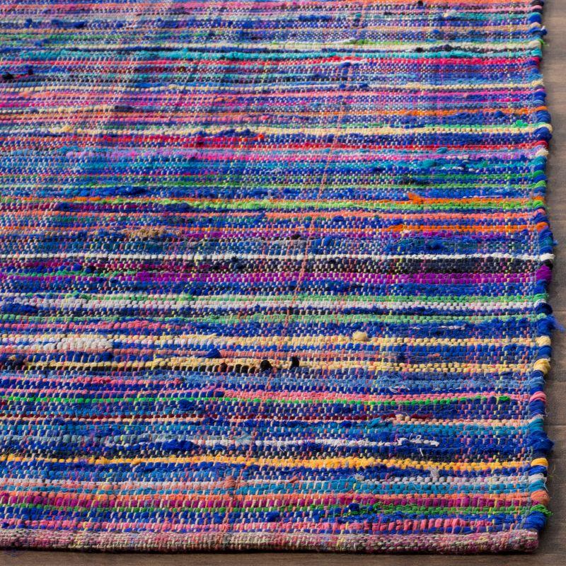 Rag Area Rug RAR240 Hand Woven Area Rug - Blue/Multi - 5'x8' - Safavieh.