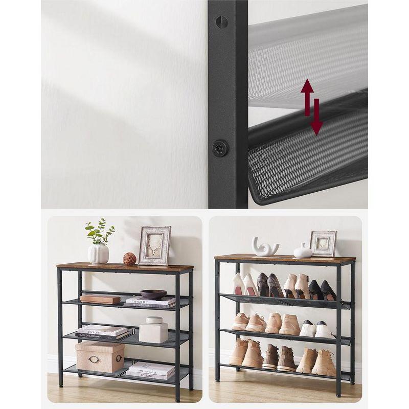 VASAGLE 4 Tier Shoe Rack for Entryway Holds 12-15 Pairs