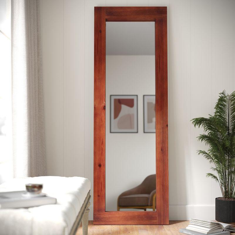 Flash Furniture Graham Full Length Mirror, Wall Mounted or Wall Leaning, Rustic Solid Wood Frame