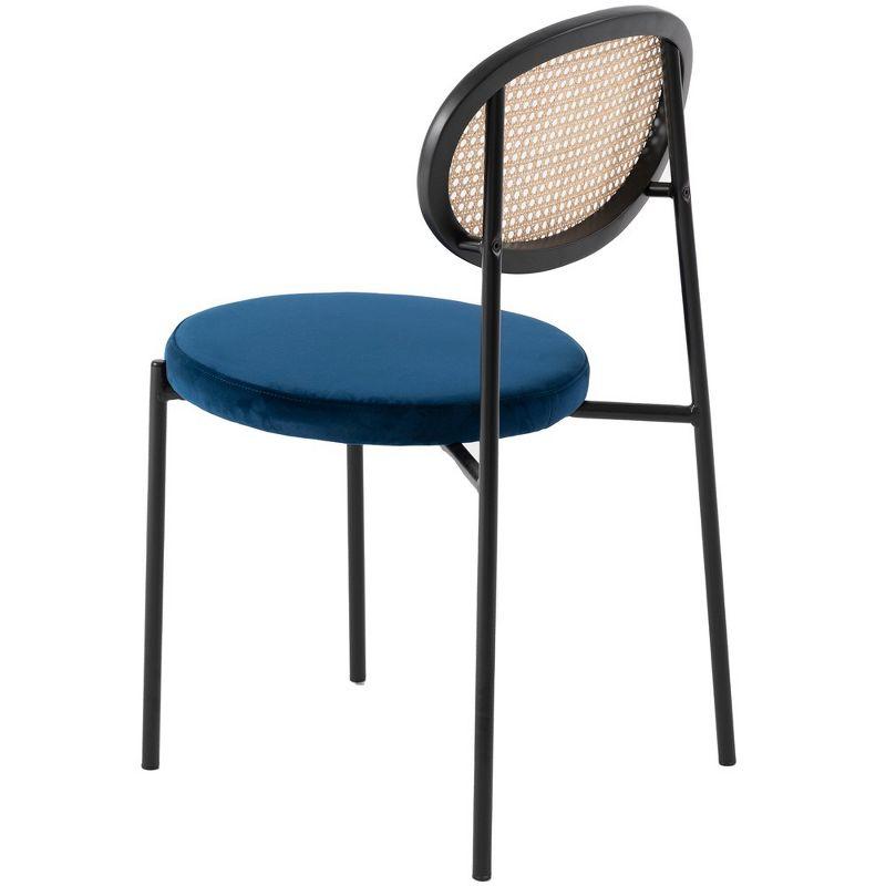 LeisureMod Euston Set of 2 Modern Dining Chairs with Wicker Back and Velvet Seat, Indoor Kitchen, Dining Room, Home, Contemporary Side Chair Seating