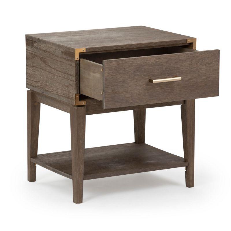 Plank+Beam Solid Wood Nightstand with 1 Drawer, Contemporary Side Table for Bedroom, Clay
