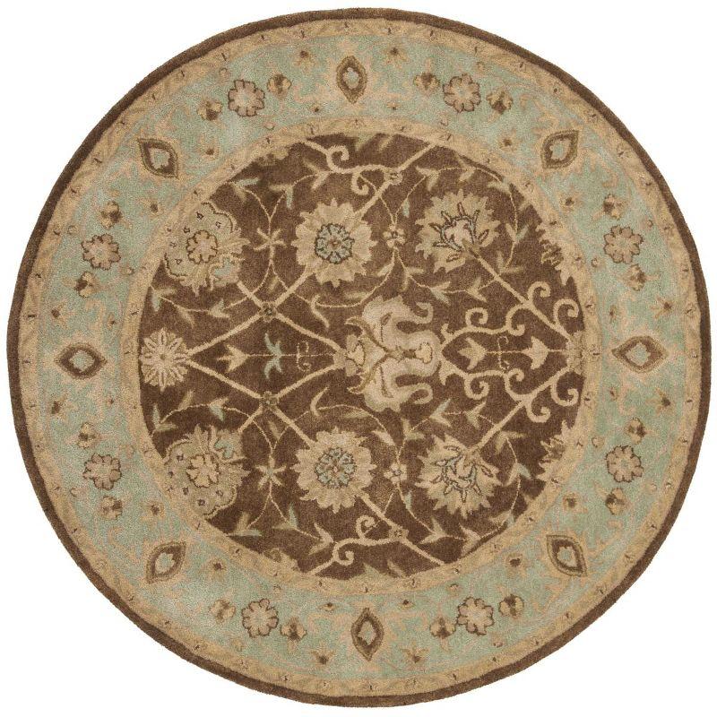 Antiquity AT21 Hand Tufted Indoor Area Rug - Brown/Green - 8' Round - Safavieh