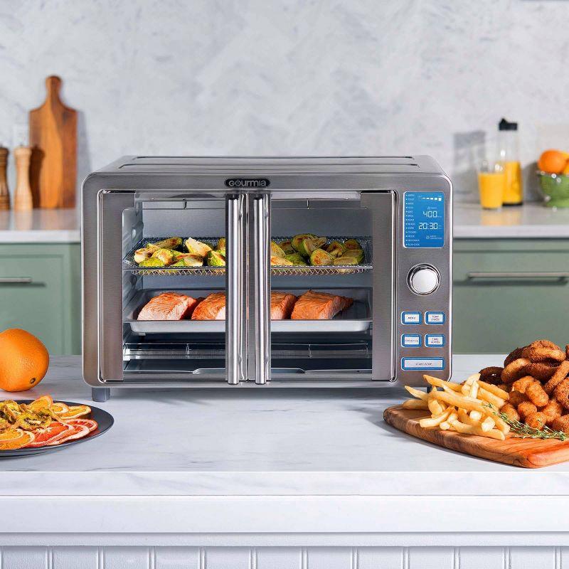 Gourmia 9-Slice Digital Air Fryer Oven with 14 One-Touch Cooking Functions and Auto French Doors: Convection Toaster Oven
