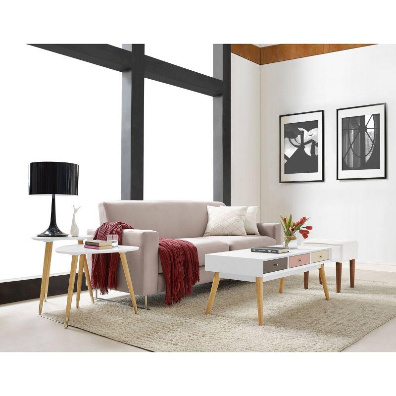 Elle Decor Baylie Mid-Century Modern Sofa with Chrome Sleigh Legs