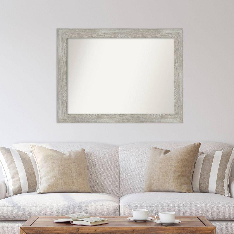 44" x 33" Non-Beveled Dove Gray Wash Wall Mirror - Amanti Art: Modern Rectangle, Polystyrene Frame