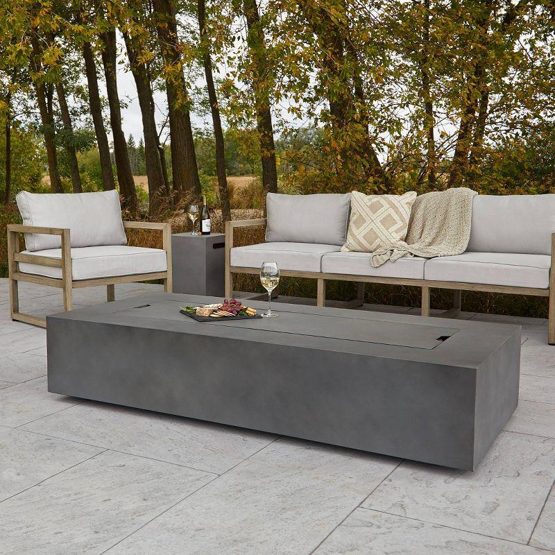 Aegean 70" Rectangle Fire Table with Natural Gas Conversion Kit - Weathered Slate - Real Flame