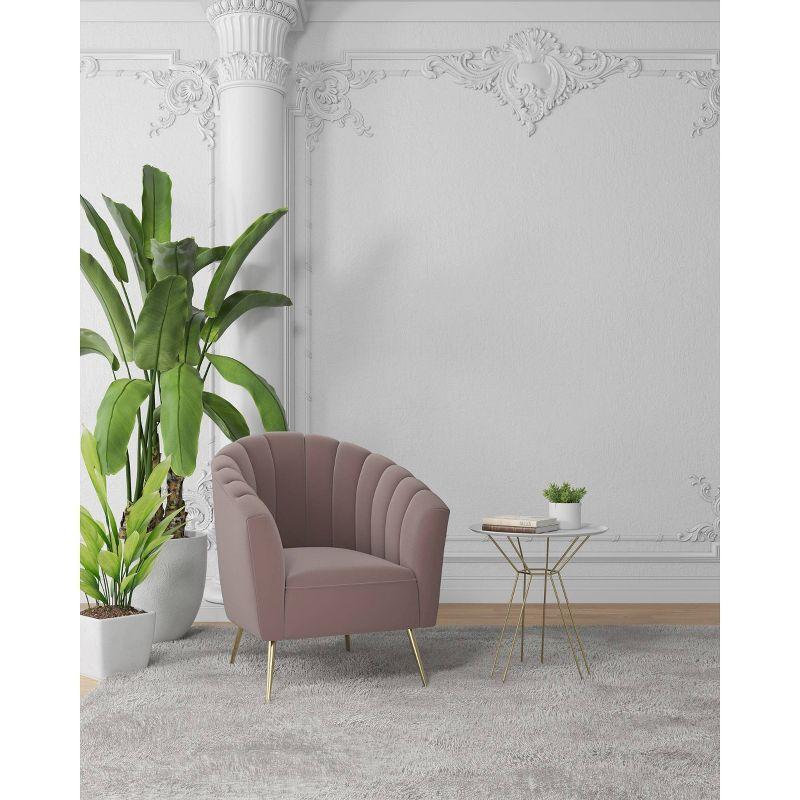 Set of 2 Rosemont Velvet Accent Chairs Blush - Manhattan Comfort: Gold Tone Stainless Steel Legs, Plush Upholstery