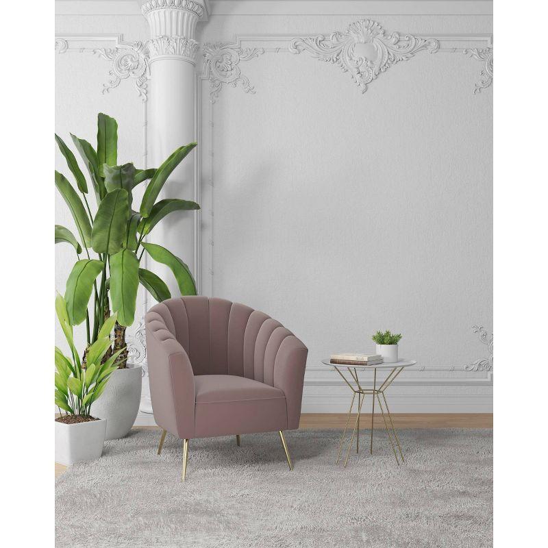 Blush Velvet Barrel Accent Chair with Wood Legs