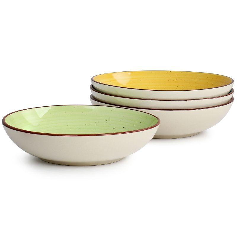 Hudson Assorted Colors Ceramic Dinnerware Set, Service for 4