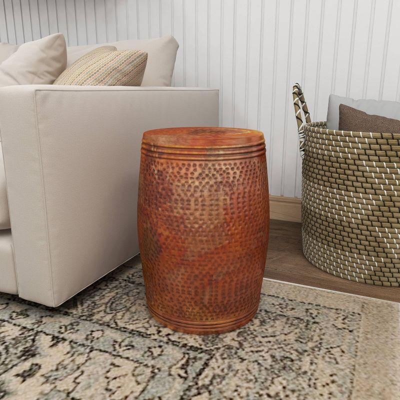 Metal Drum Copper Colored Accent Table - Olivia & May: Hammered Aluminum, Indoor Use, Fully Assembled