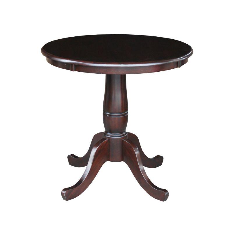 Solid Wood Round Pedestal Dining Table in Dark Brown