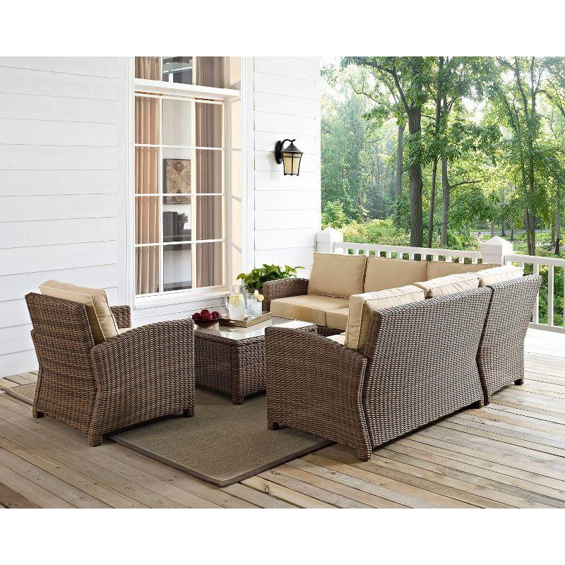 Bradenton 5pc Outdoor Wicker Sectional Set - Sand - Crosley: Steel Frame, UV-Resistant, Modular Design