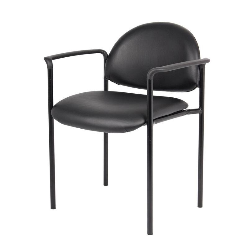 Vinyl Modern Stacking Chair Black - Boss Office Products: Caressoft Upholstery, Metal Frame, 275lb Capacity