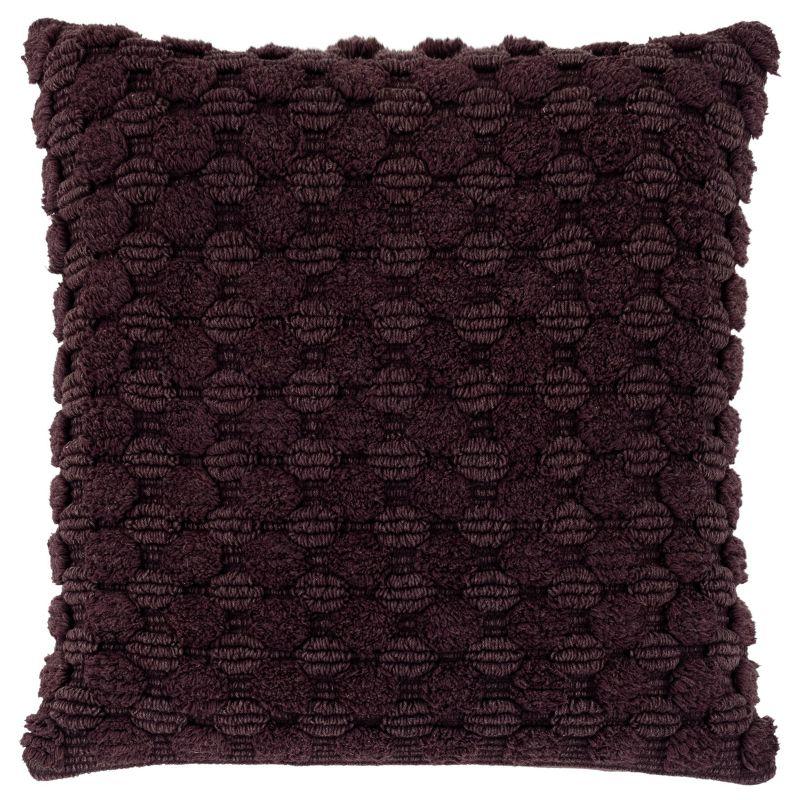 20" Wine Textured Cotton Square Throw Pillow