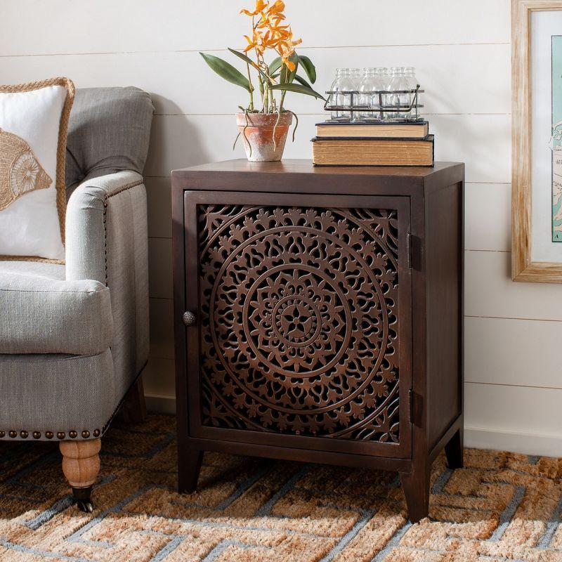 Thea 1 Door Carved Nightstand  - Safavieh