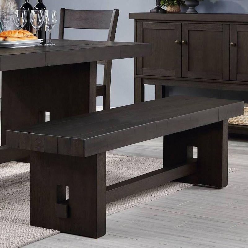 Acme Furniture Haddie Bench Distressed Walnut: Rectangular Wood Frame, Nailhead Trim, Seats 2